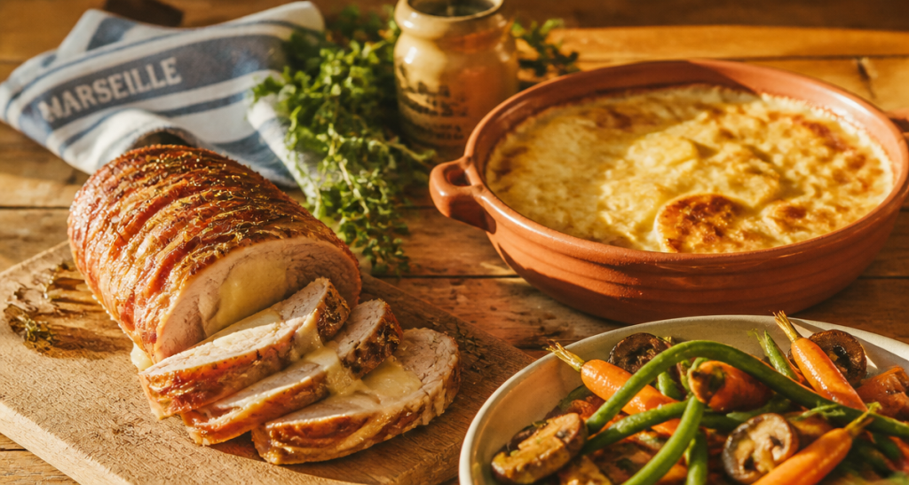 accompagner un roti orloff avec légumes et gratin
