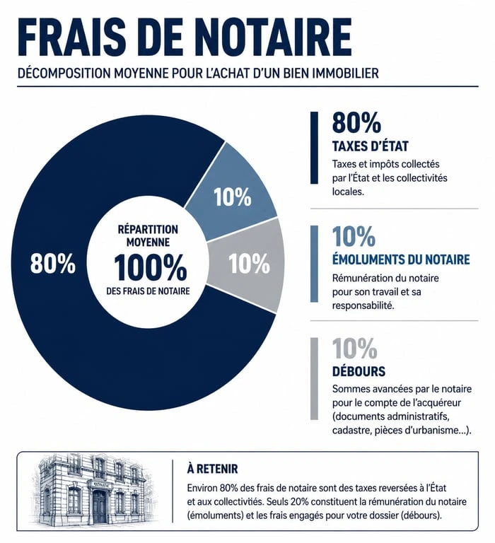 Composition des frais de notaire lors d'un achat immobilier