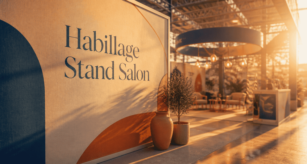 habillage stand salon, cloison textile sur cadre aluminium