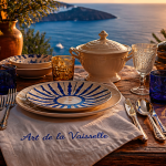 vaisselle definition sur table bois style Riviera