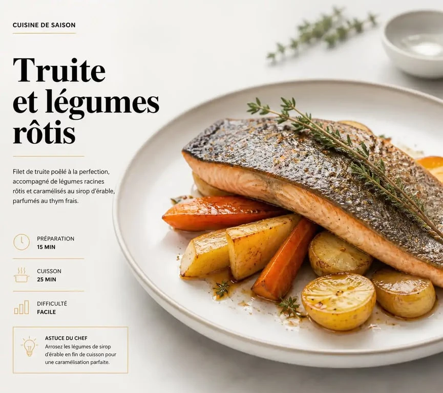 Filets de truite aux légumes d'automne rôtis, une idée d'accompagnement de légumes pour la truite