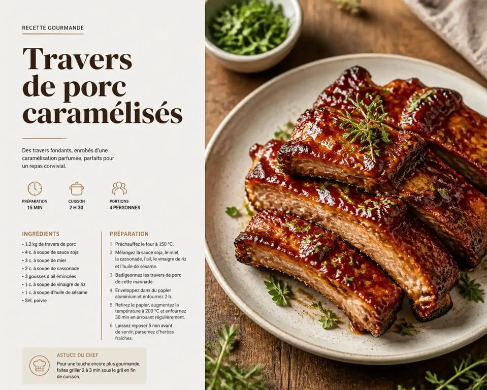 Travers de porc caramélisés pour un barbecue entre amis réussi