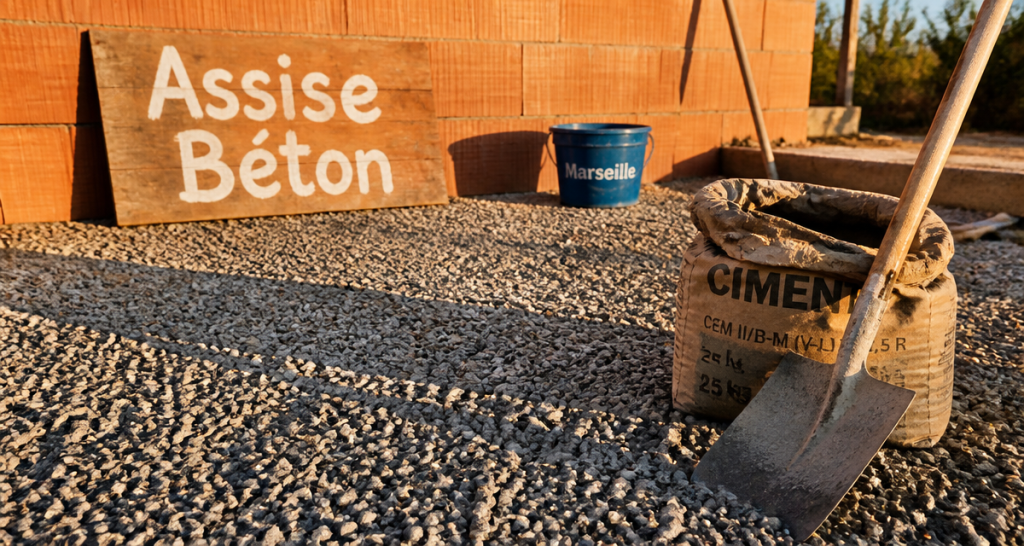 gravier sous dalle compacté chantier béton