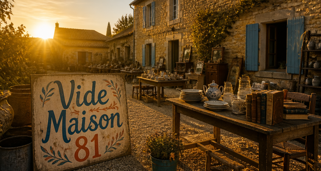 vide maison dans le 81 cour ferme tables objets