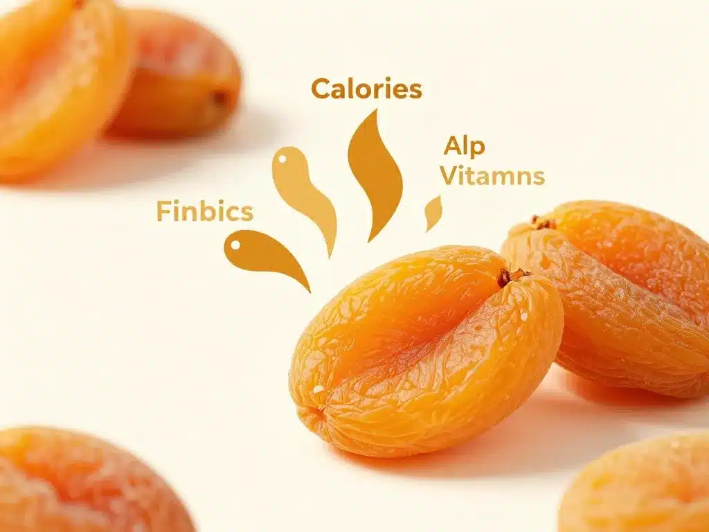 abricot sec avec icônes nutriments fibres