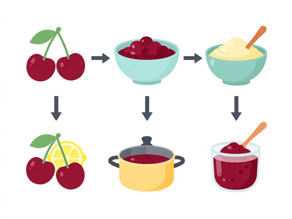 étapes de recette confiture de cerises en diagramme