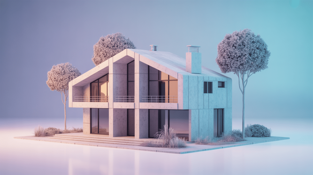 constructeur maison imprimante 3d illustration secteur moderne