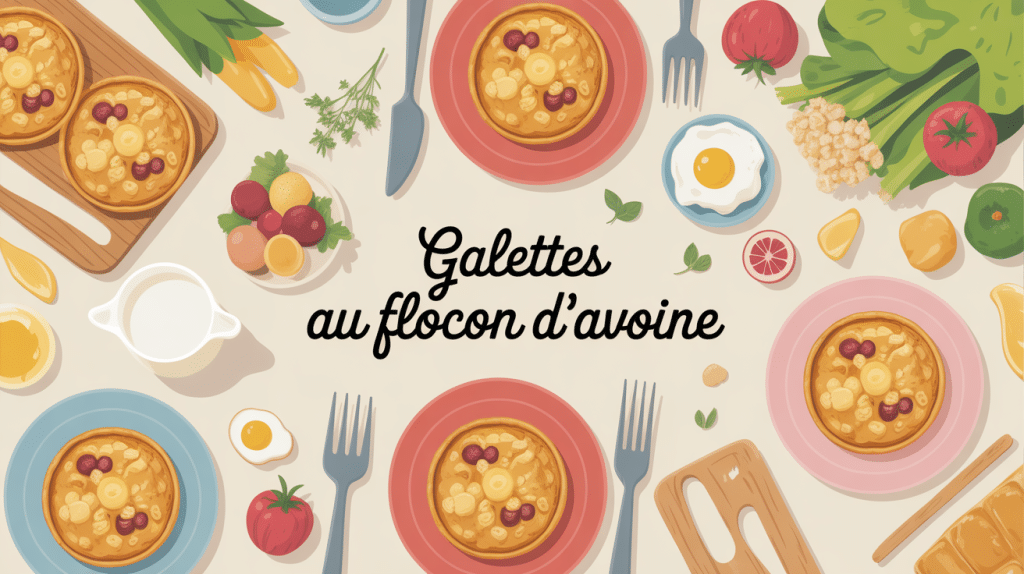illustration galettes au flocon d'avoine table famille