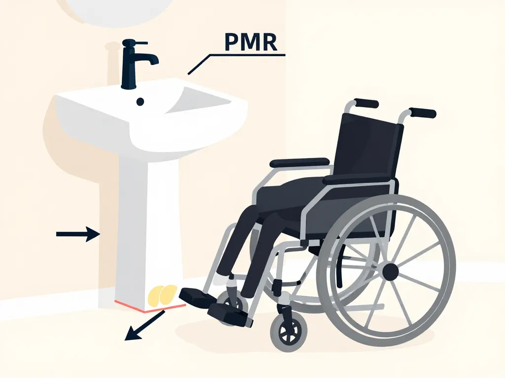 diagramme hauteur lavabo pmr et espace sous vasque