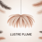 lustre plume suspendu dans pièce lumineuse ambiance cosy