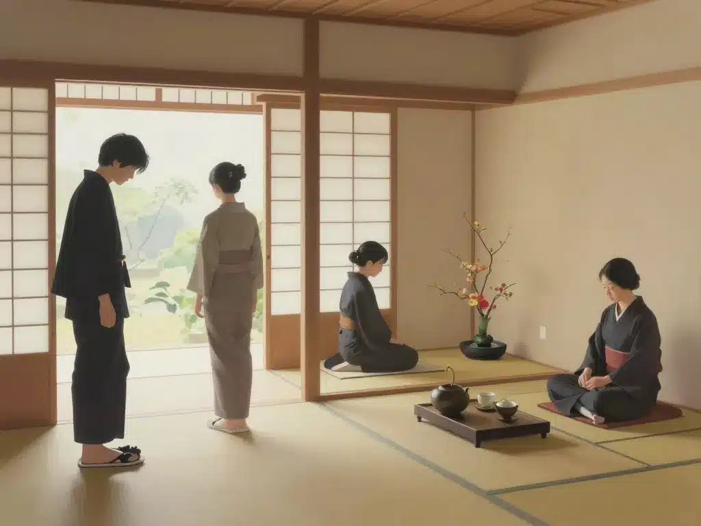 intérieur maisons japonaises rituels quotidiens genkan thé ikebana
