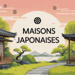 illustration maisons japonaises moderne et traditionnelle