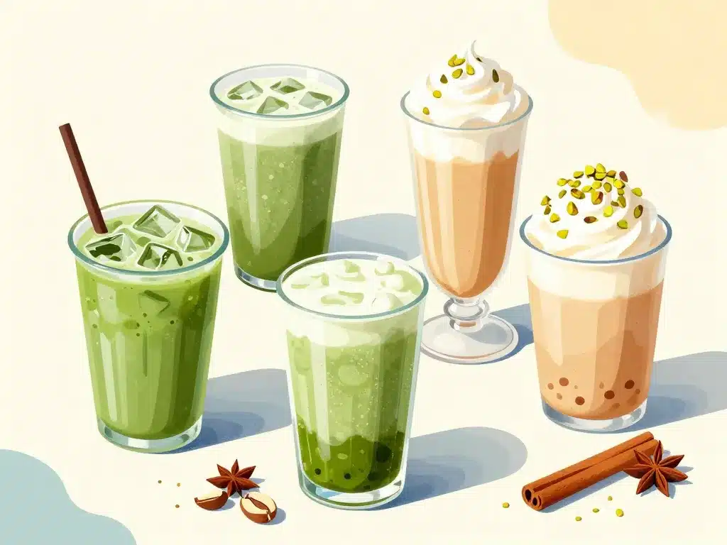 variations matcha latte glacé healthy toppings