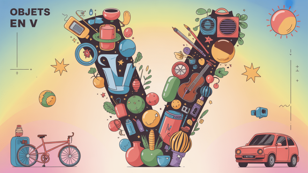 composition d'objets en v autour d'un V stylisé