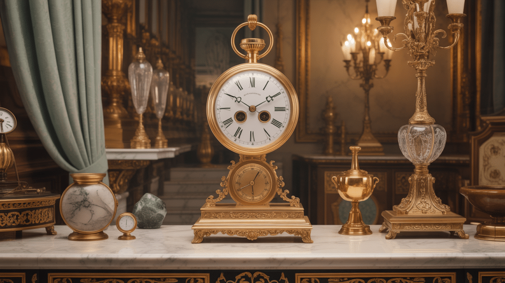 pendule horloge ancienne XVIIIe console bronze marbre bois