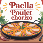 recette paella au poulet et chorizo autour de la grande poêle