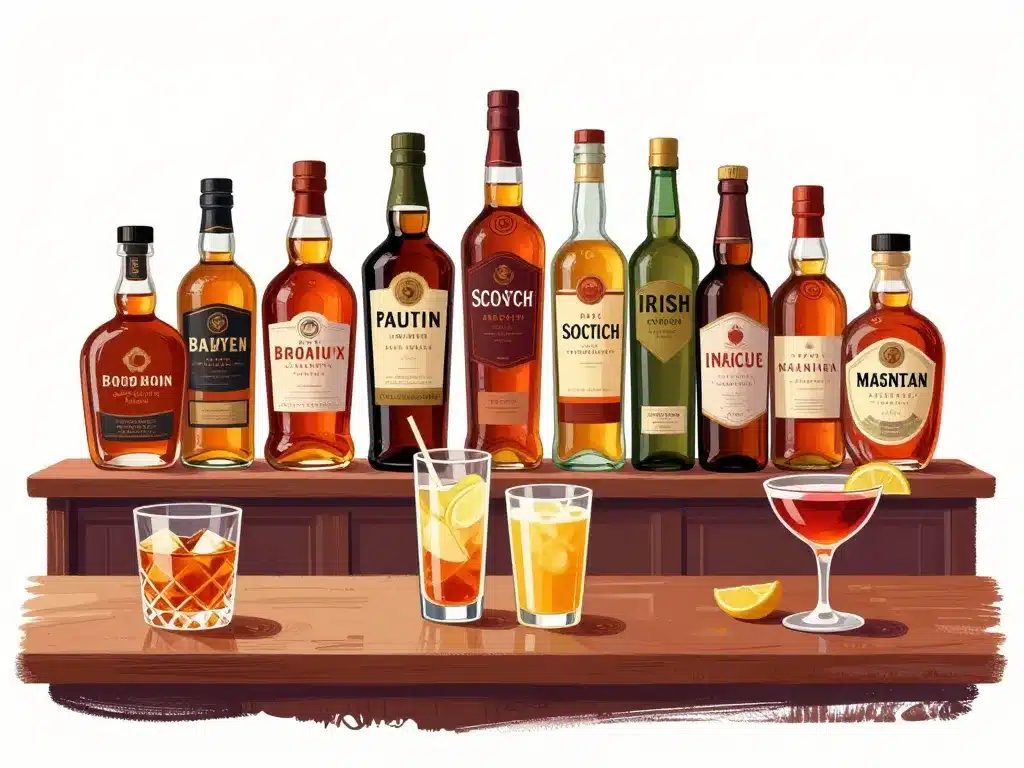 illustration styles whisky for cocktails et verres cocktails