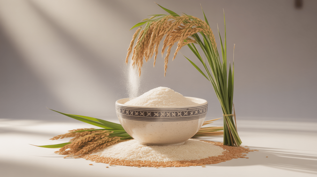 fleur de riz composition élégante et poudre fine