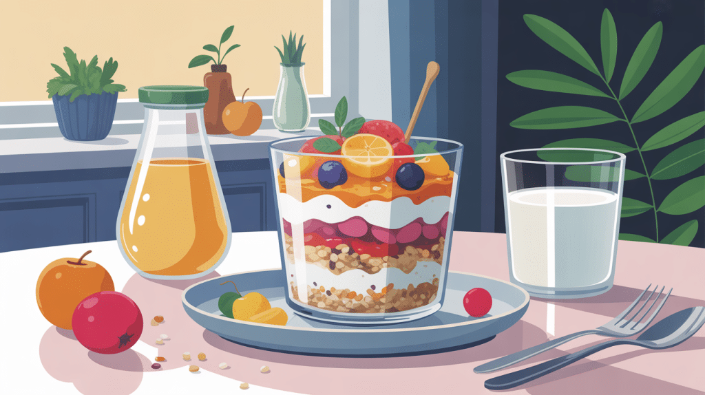 overnight recette présentée en bocal avec fruits et flocons d'avoine