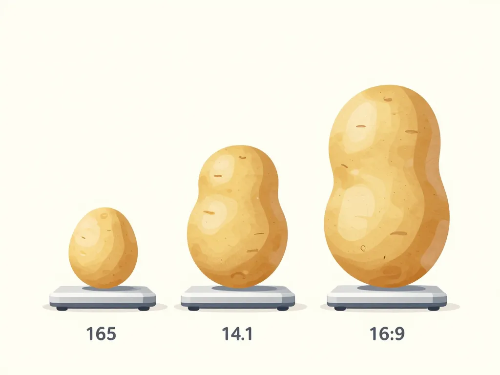 Différentes tailles de pommes de terre comparées pour le poids pomme de terre