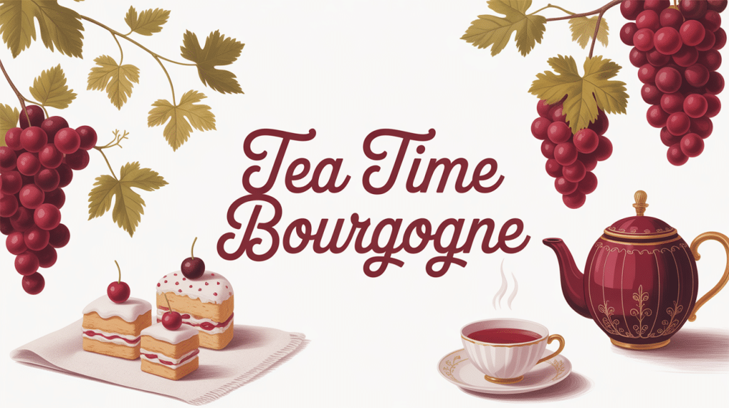 illustration élégante tea time burgundy ambiance bourguignonne