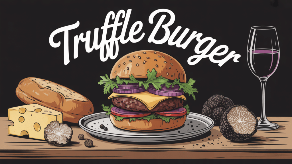 truffle burger gourmet restaurant illustration