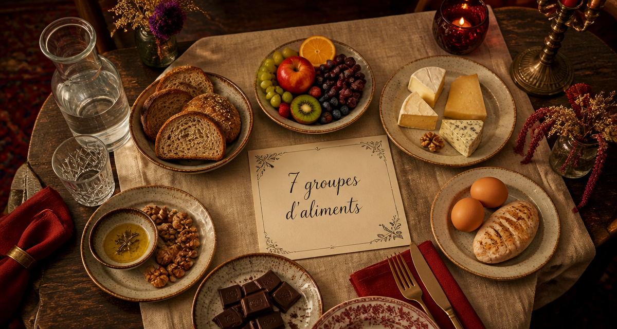 les 7 groupes d aliments tableau sur table