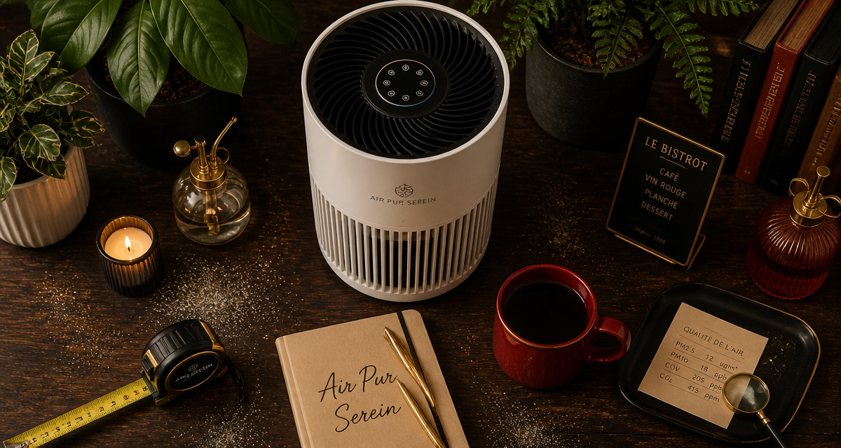 meilleur purificateur d air sur table bois sombre