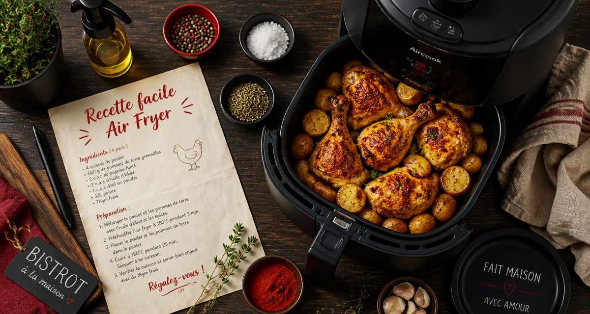 recette facile air fryer poulet croustillant et pommes de terre