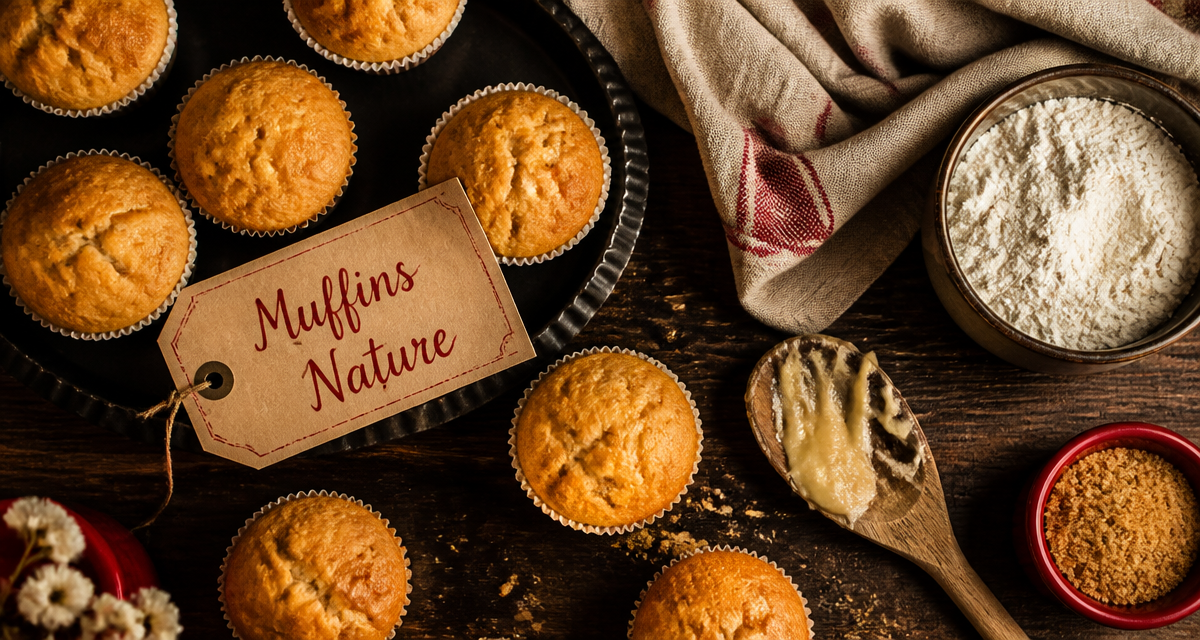 recette pour muffins nature sur table rustique