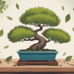 bonsai perd ses feuilles sur table avec feuilles tombées