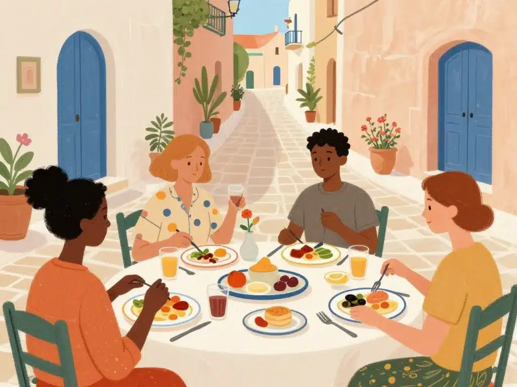 image brunch vieux nice tables variées ambiance méditerranéenne