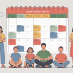 illustration famille autour calendrier familial à imprimer