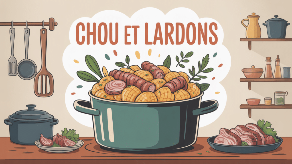 illustration chou et lardons plat familial français