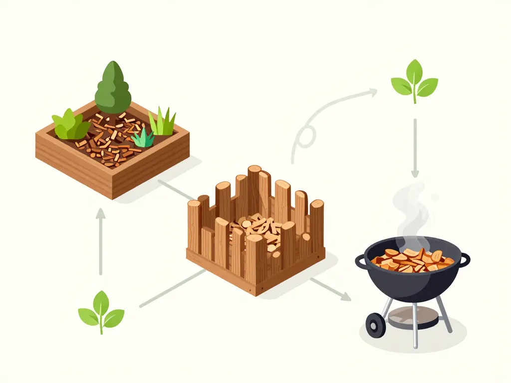 schéma copeaux de bois paillage litière cuisson