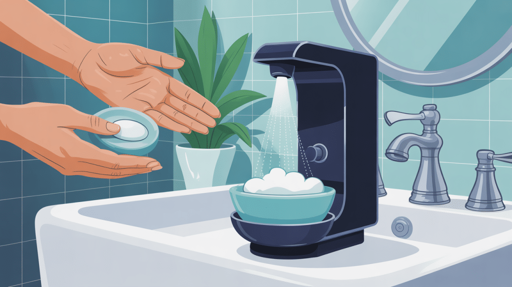 distributeur de savon automatique illustration moderne salle de bains