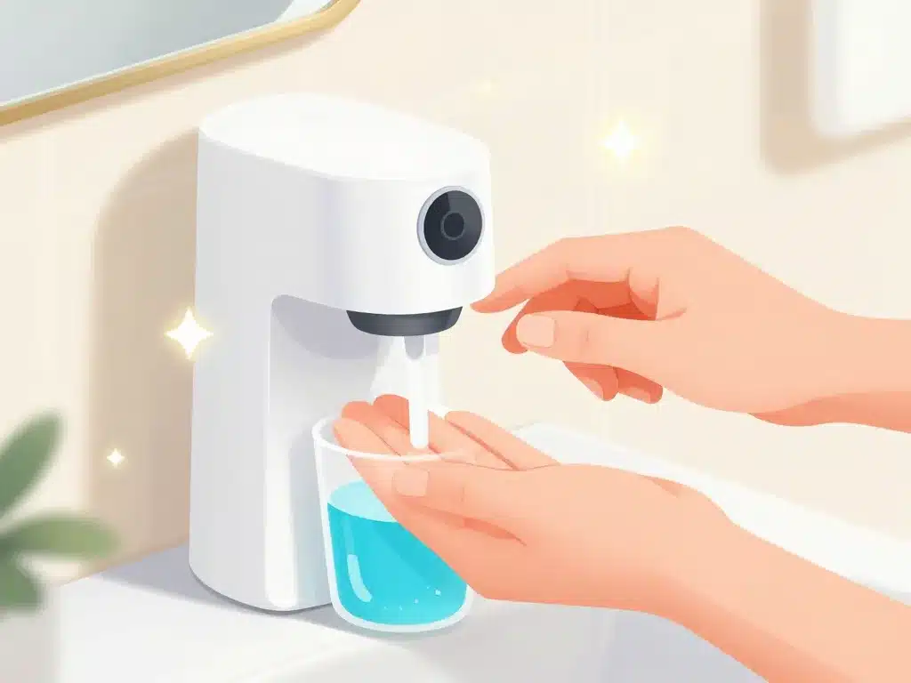 distributeur de savon automatique mains sous capteur hygiène