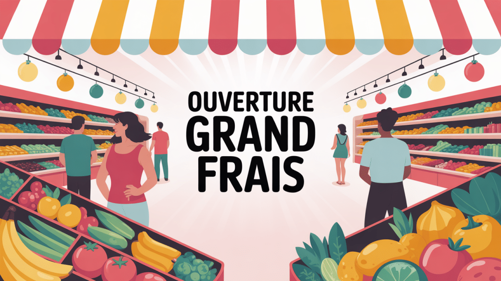 grand frais ouverture prochaine illustration magasin et fruits