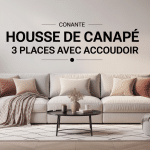 housse de canapé 3 places avec accoudoir élégante dans salon contemporain