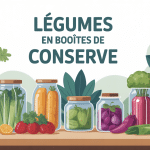 legumes en boites de conserve sur une table conviviale