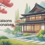 illustration maisons japonaises ambiance zen