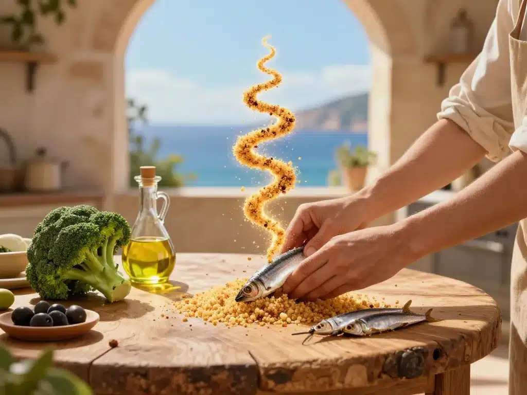 Table sicilienne pâtes aux brocolis à la sicilienne symbolique