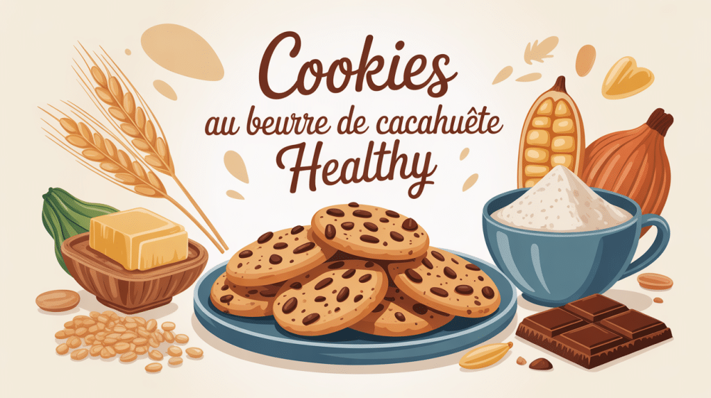 recette cookies beurre de cacahuète healthy image assiette cookies dorés et ingrédients naturels