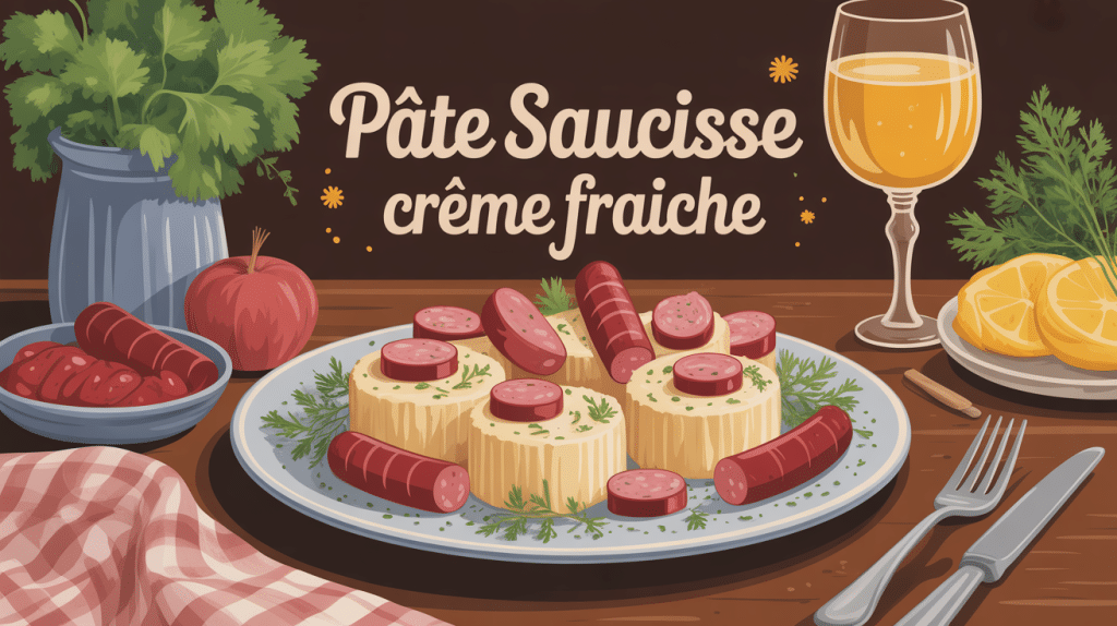recette pâte saucisse creme fraîche assiette familiale chaleureuse