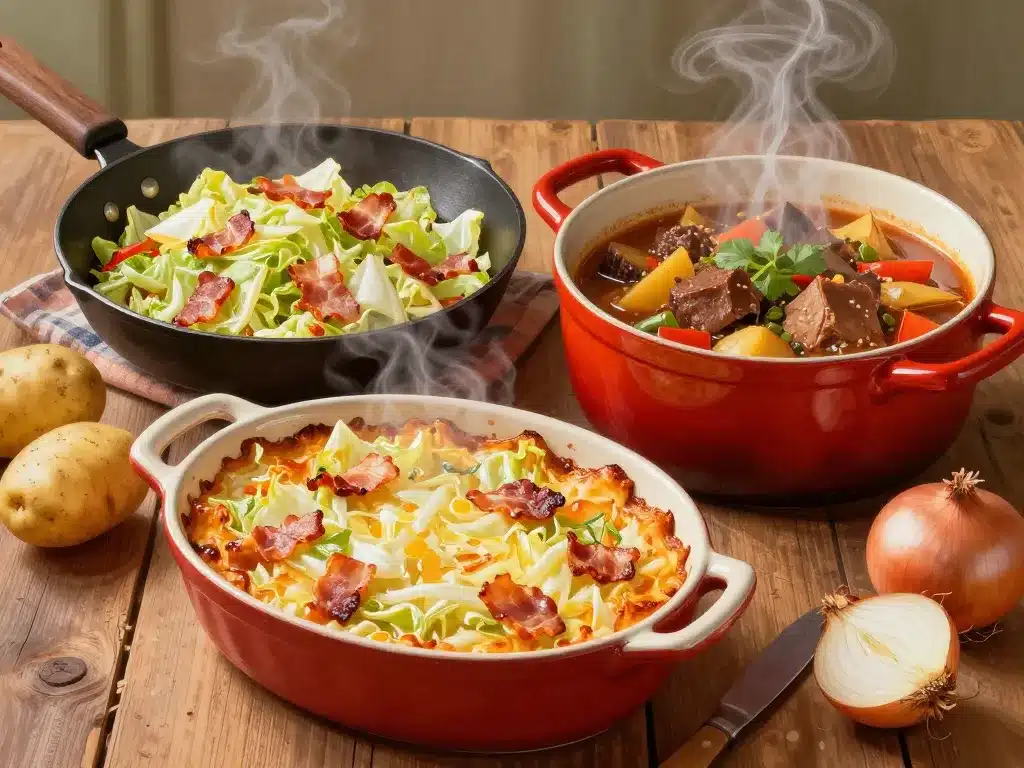 scène plats chou et lardons repas famille