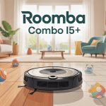 Roomba Combo i5+ nettoie parquet et carrelage dans un intérieur familial
