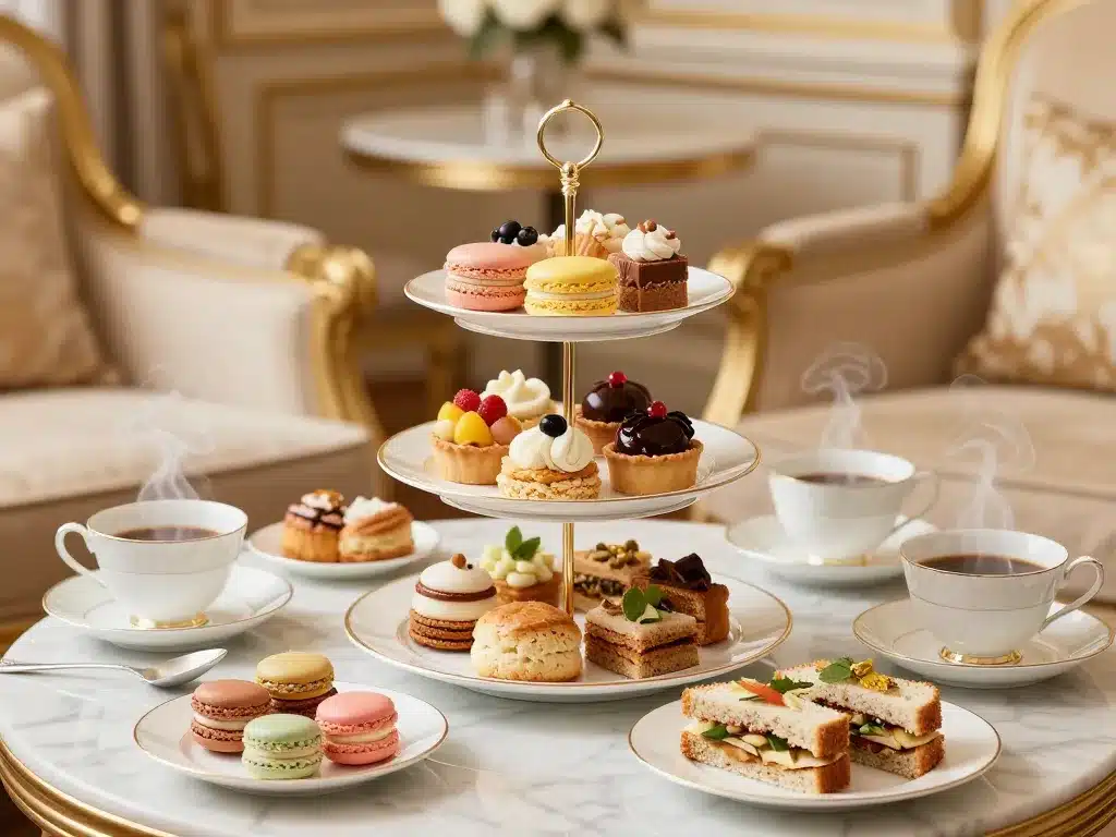 pâtisseries et thé tea time crillon prix sur plateau palace