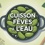 illustration cuisson des feves à l'eau casserole aromates