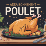 Illustration assaisonné poulet doré entouré d'épices