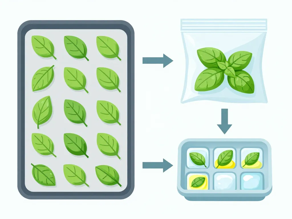 basilic conserver congeler étape feuilles huile